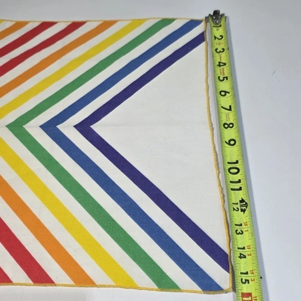Vintage 60's Linen Napkin,‎ Wall Hanging, Decor, Bright Rainbow Pride Retro